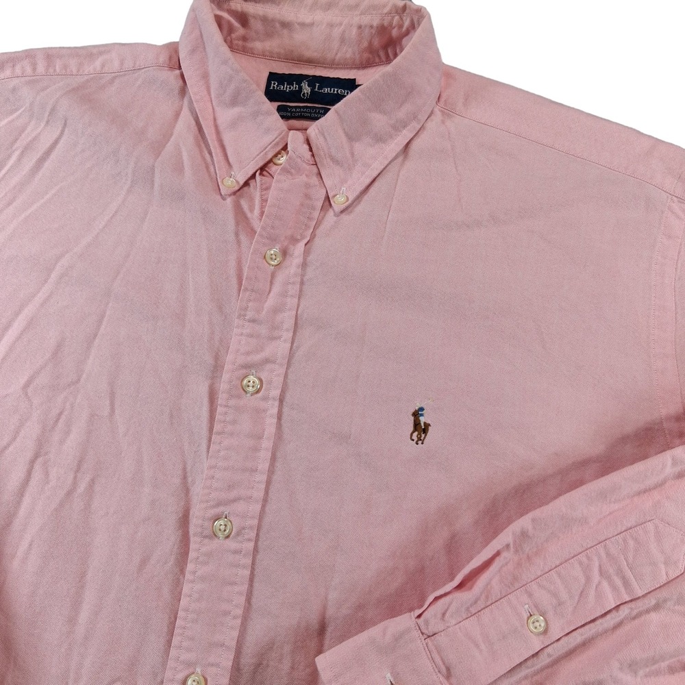 Ralph Lauren Shirt 17.5 35 Pink Yarmouth Cotton Oxford Button Down Flesh Pony